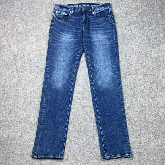 American Eagle Outfitters Other - American Eagle Jeans Mens 32x34 Blue Slim Straight Stretch Whiskered Denim Pants